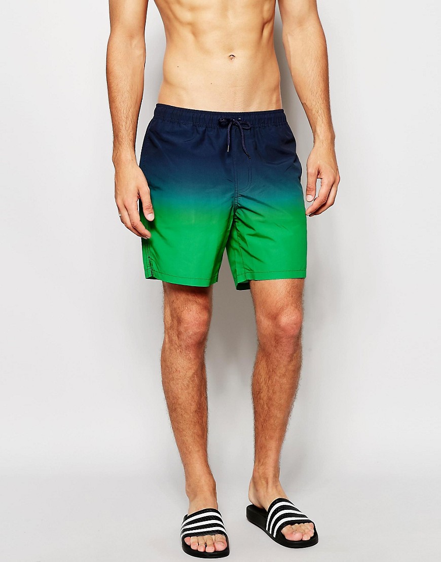 ASOS | ASOS Swim Shorts In Mid Length With Dip Dye at ASOS