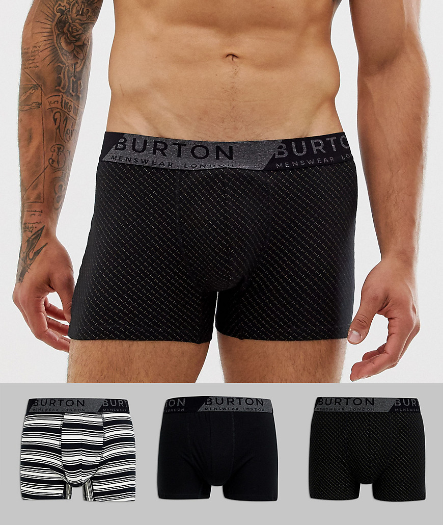 Burton Menswear underwear in monochrome 3 pack