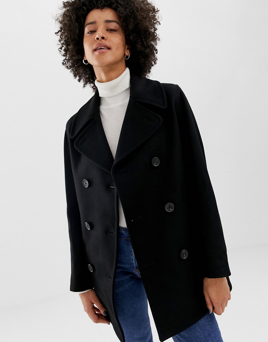 Gloverall Reefer double breasted coat in wool blend