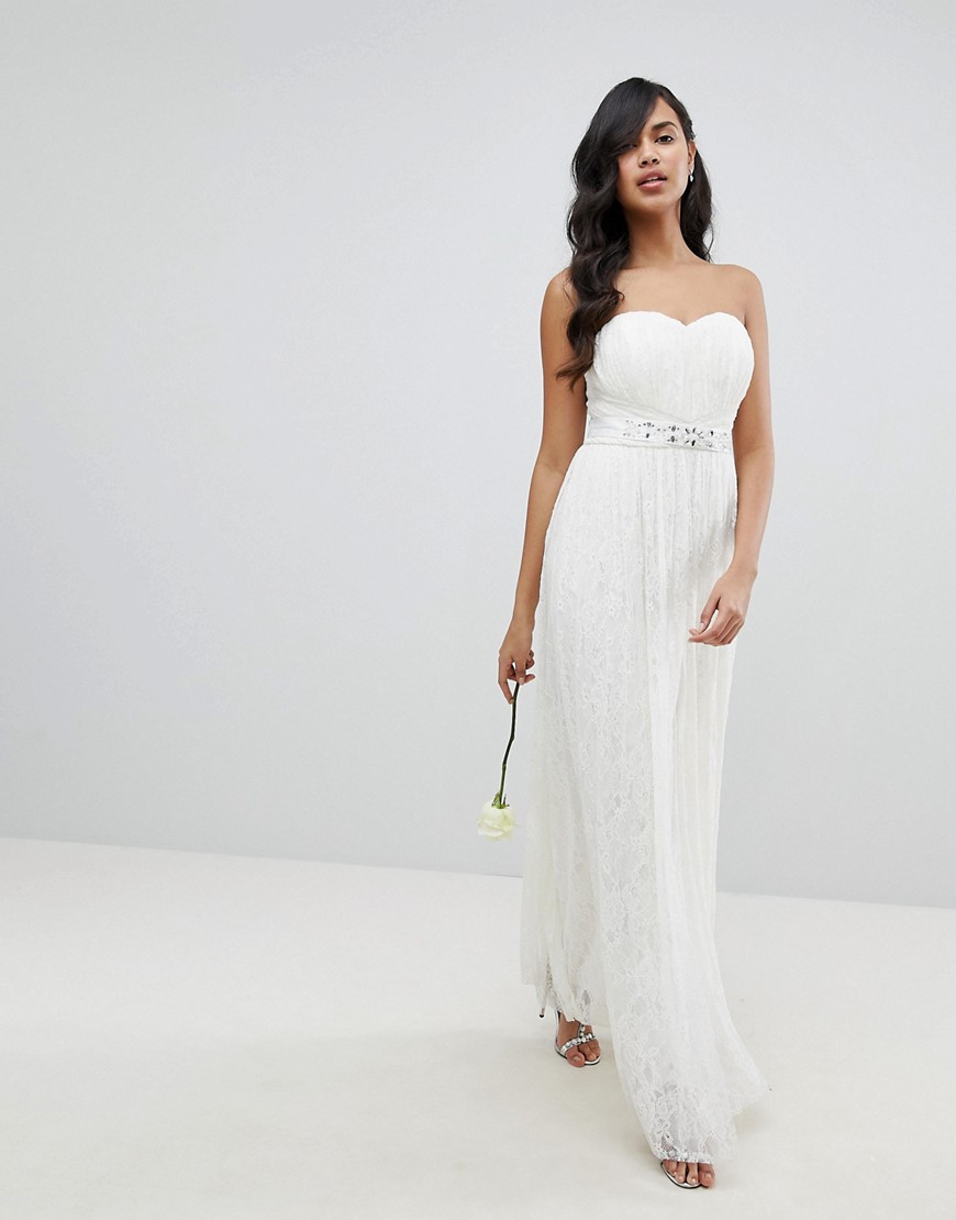 Lipsy Bridal Multiway Allover Lace Maxi Dress with Sash Belt
