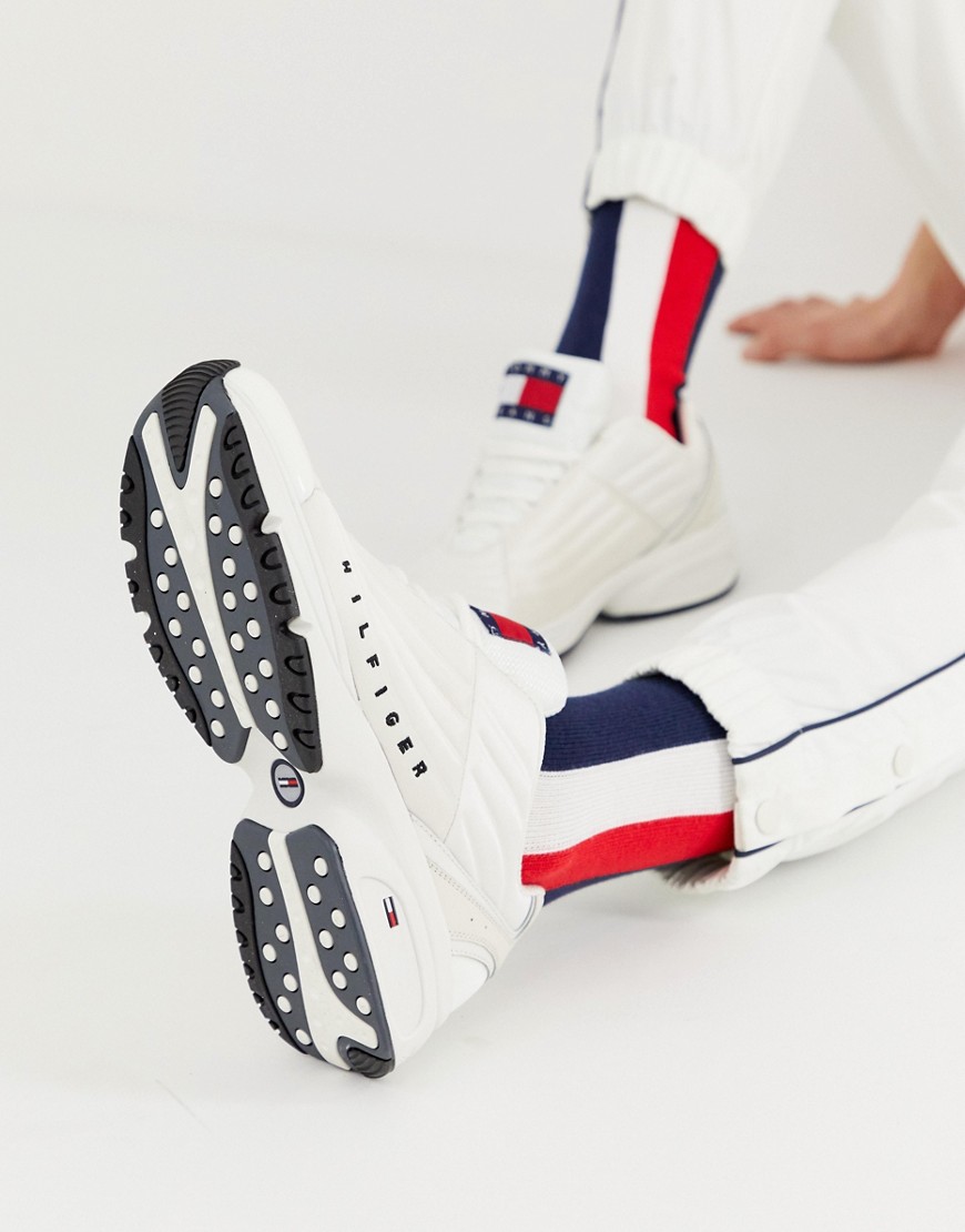 Tommy Jeans Heritage trainer with Hilfiger branding in white