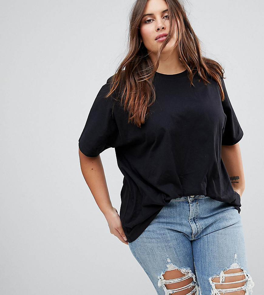 ASOS CURVE Super Oversized T-Shirt With Kimono Sleeve - Black