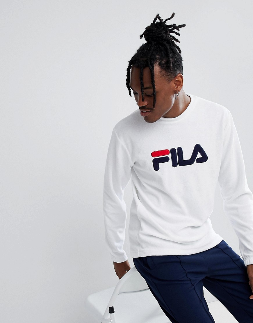 Fila Black Line Terry Towelling Sweatshirt With Logo In White