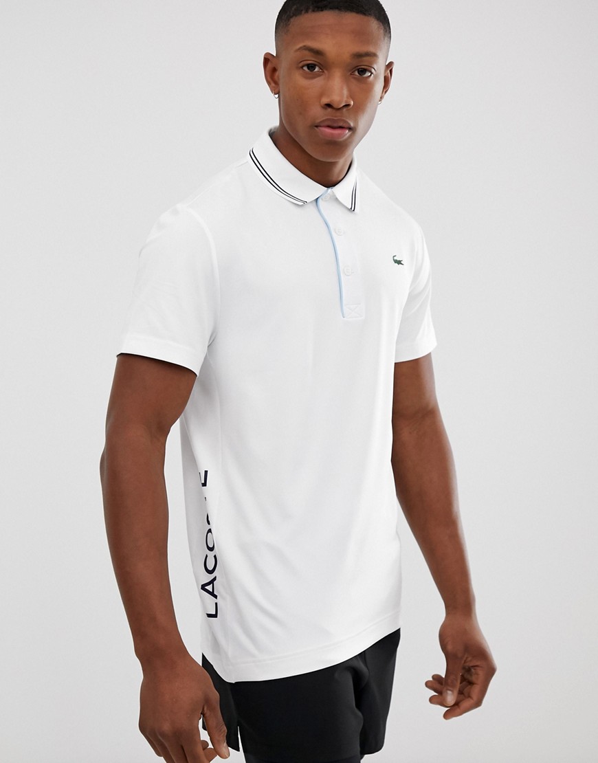 Lacoste Sport twin tipped logo polo in white