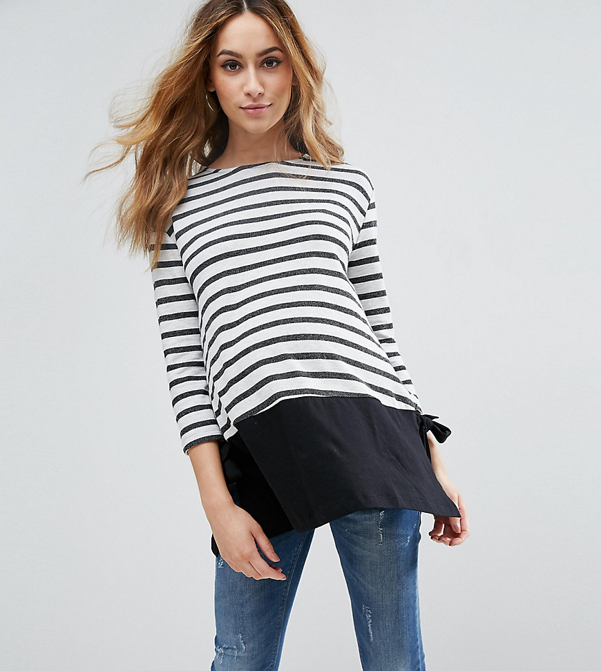 ASOS Maternity NURSING Stripe Sweatshirt - White/ black stripe