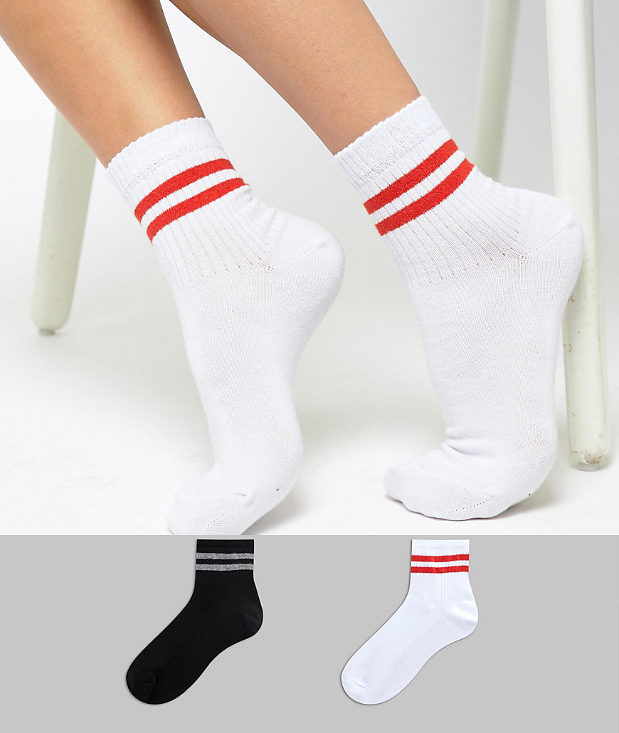 ASOS DESIGN 2 pack stripe ankle socks