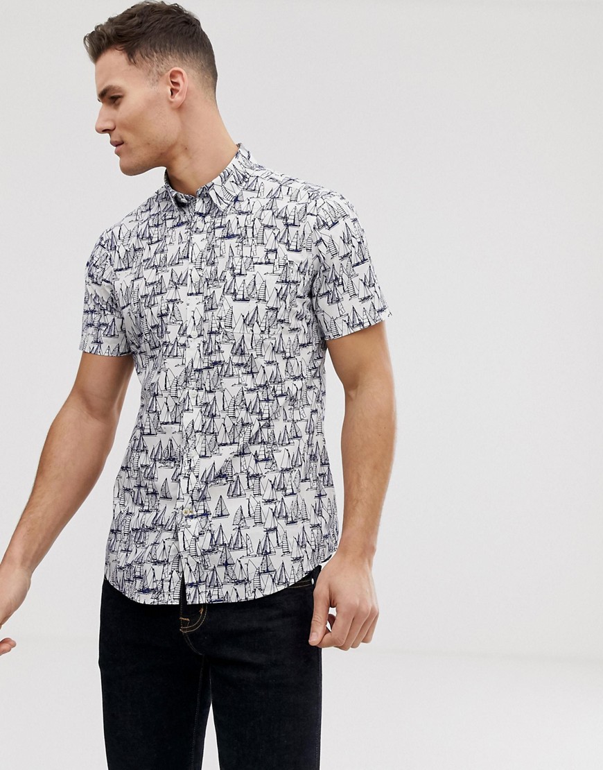 Barbour Boat short sleeve printed shirt in white
