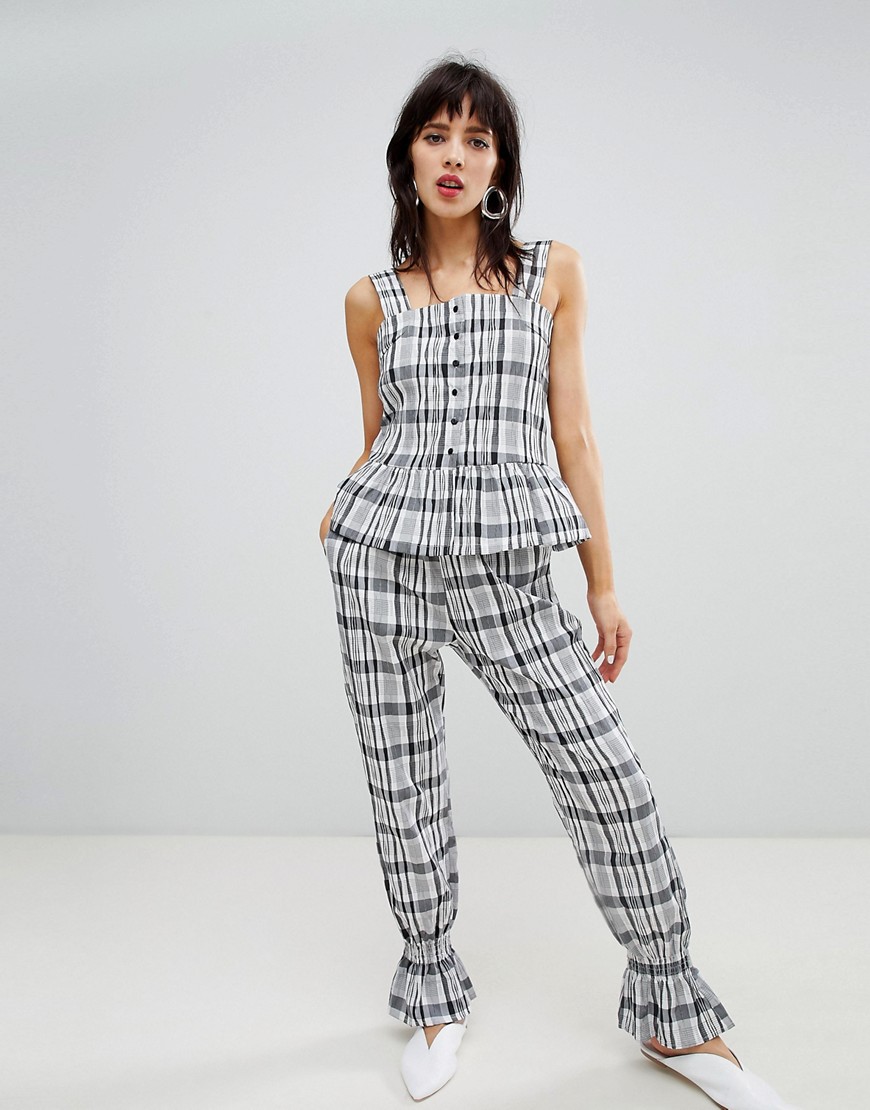 Resume Fia Fluted Ankle Checked Trousers