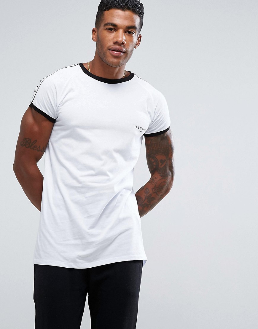 Illusive London T-Shirt In White With Taping - White