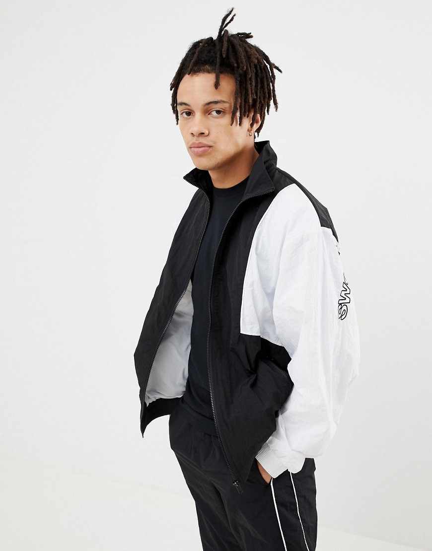 SWEET SKTBS 90s Track Jacket with Sleeve Logo in Black & White