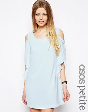 ASOS PETITE Exclusive Shift Dress With Ruffle Sleeve
