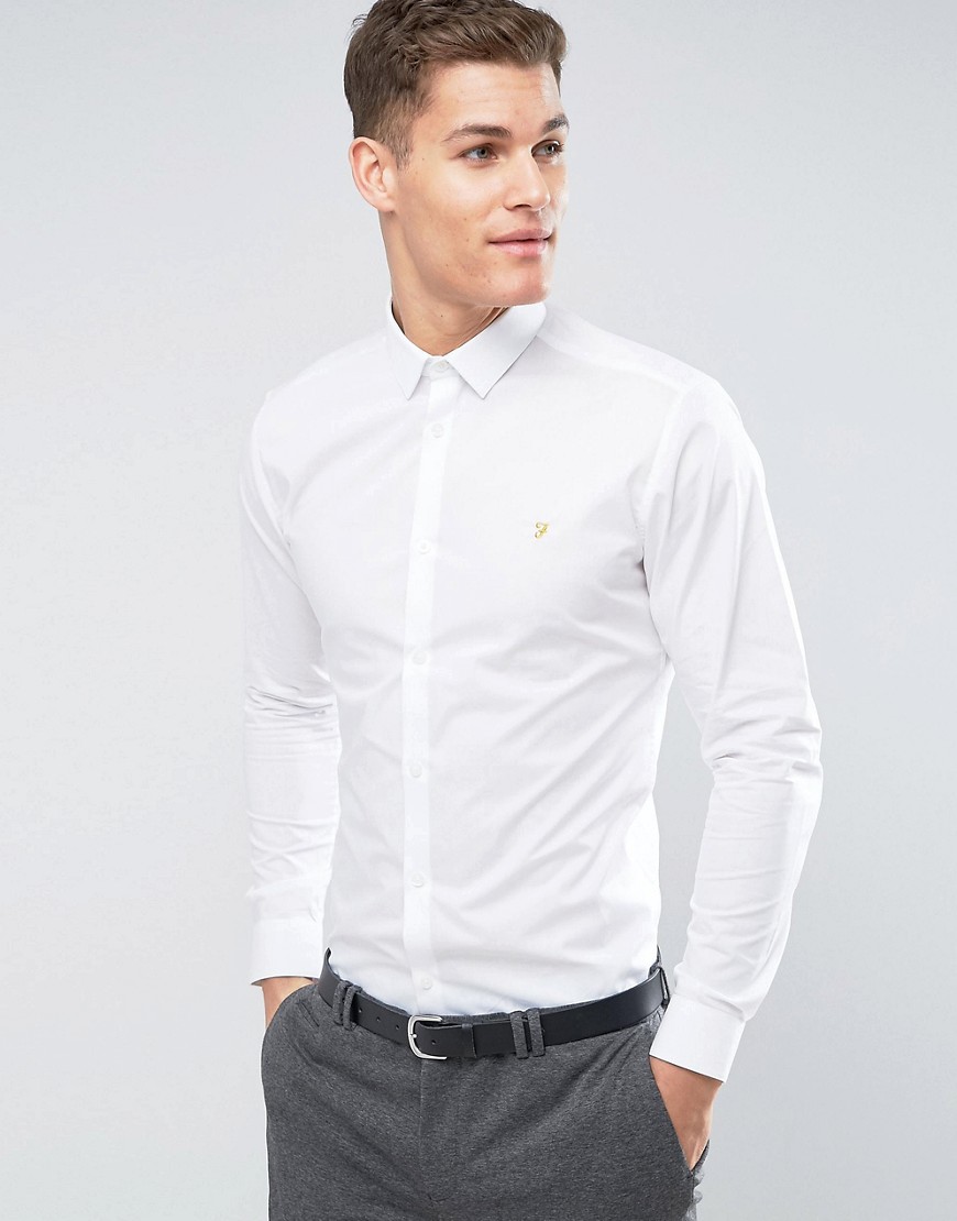 Farah slim long sleeve smart shirt - White