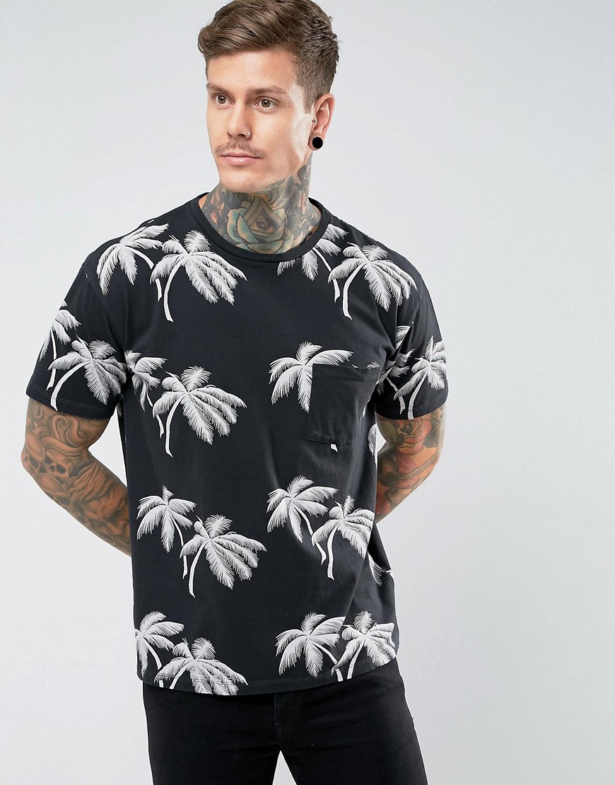 AllSaints T-Shirt With Palm Print And Pocket