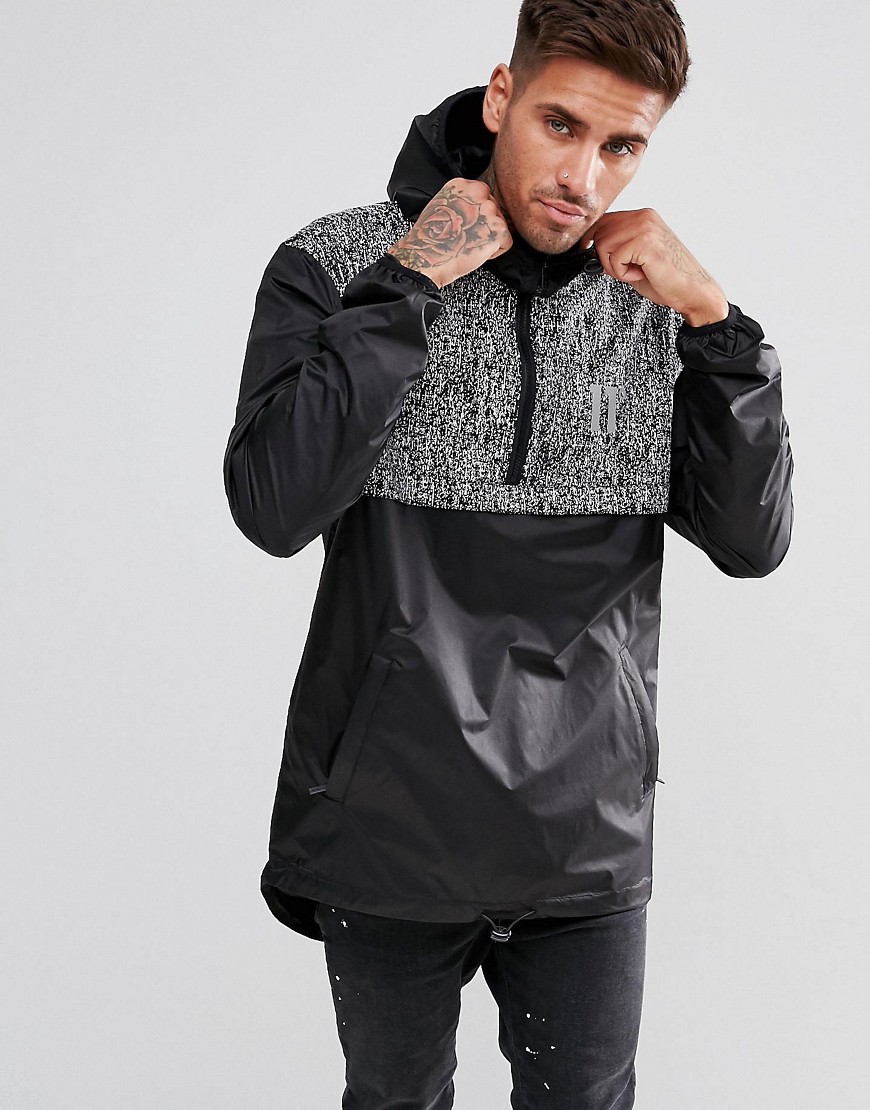 11 Degrees windbreaker jacket in black with reflective speckle