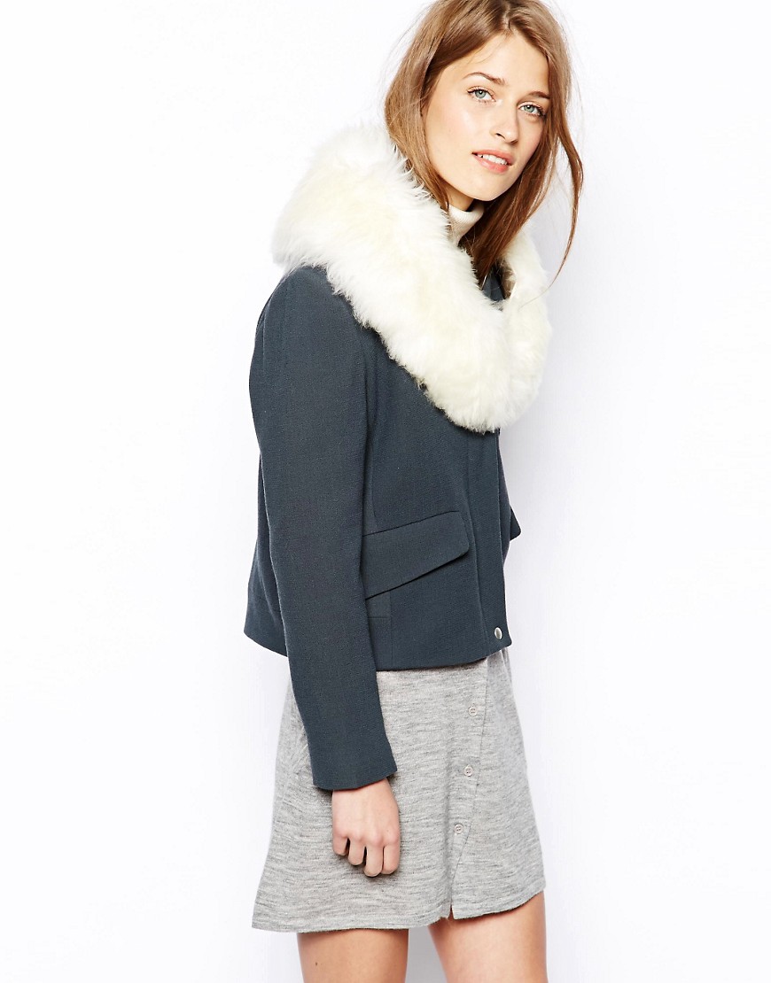 Le Mont St Michel | Le Mont St Michel Jacket With Shearling Collar at ASOS