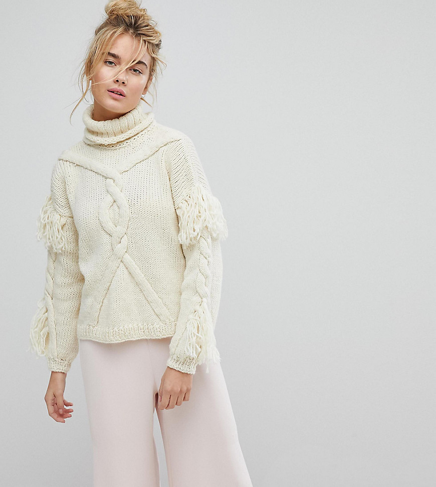 OneOn Hand Knitted Cable Tassle Jumper - Cream