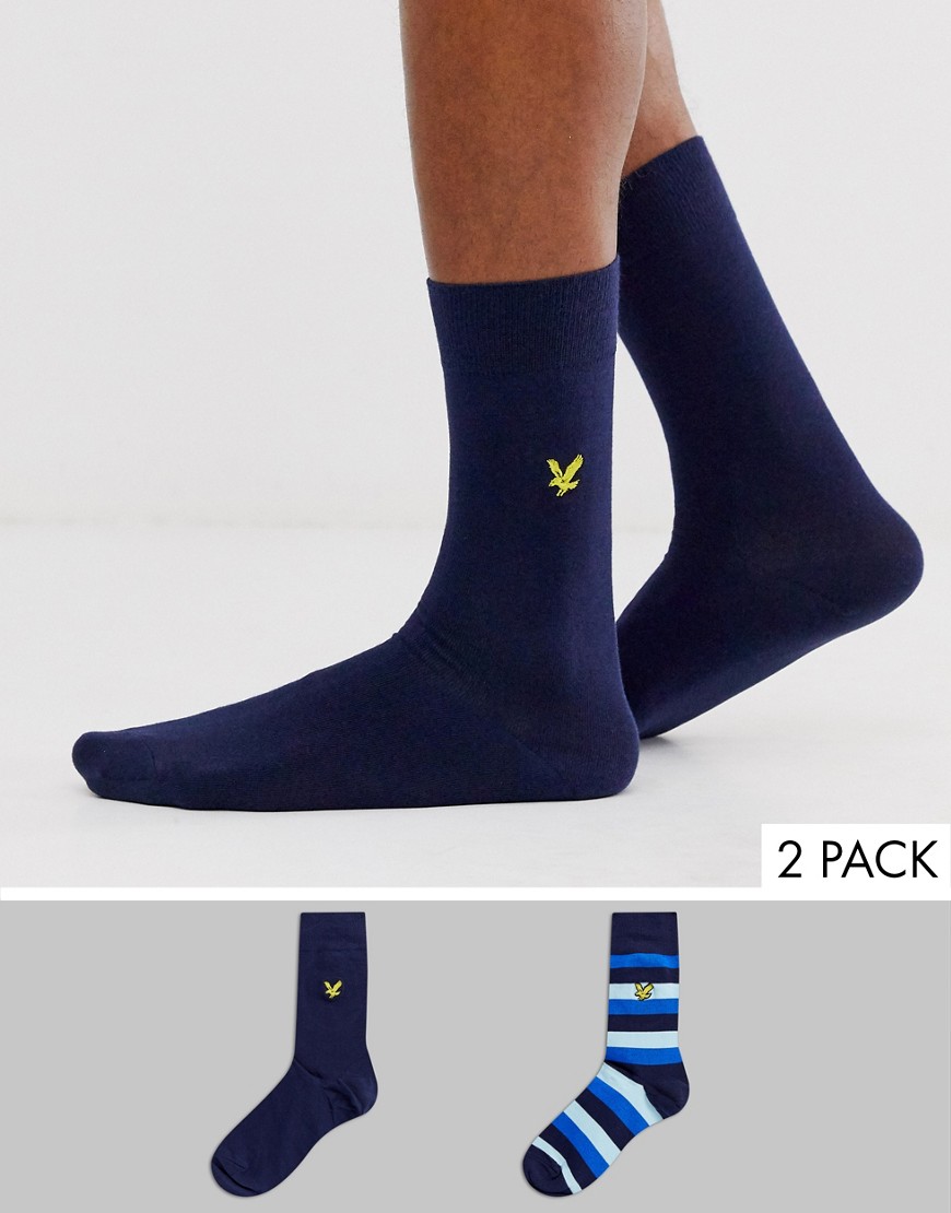 Lyle & Scott 2 Pack Striple and Solid Socks