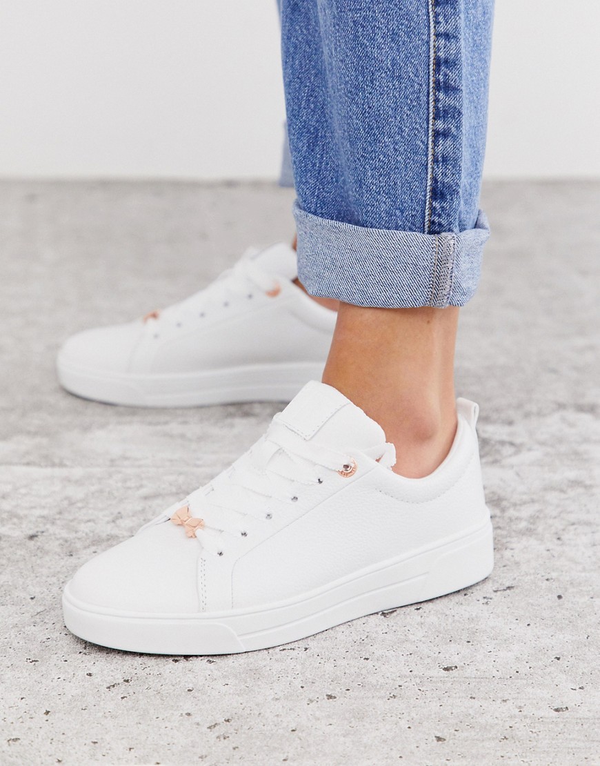 TED BAKER TED BAKER WHITE LEATHER SNEAKERS WITH ROSE GOLD,917547