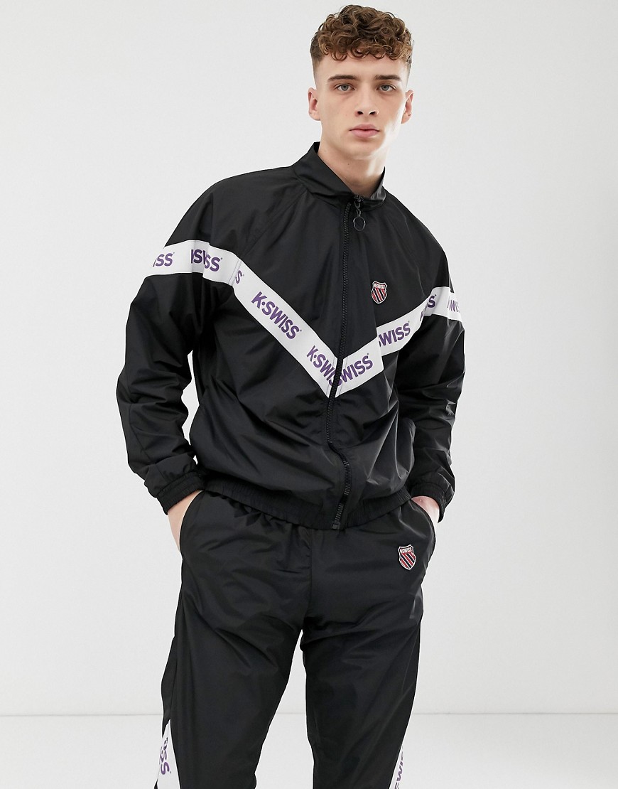 K-Swiss Westmont track jacket with taping in black