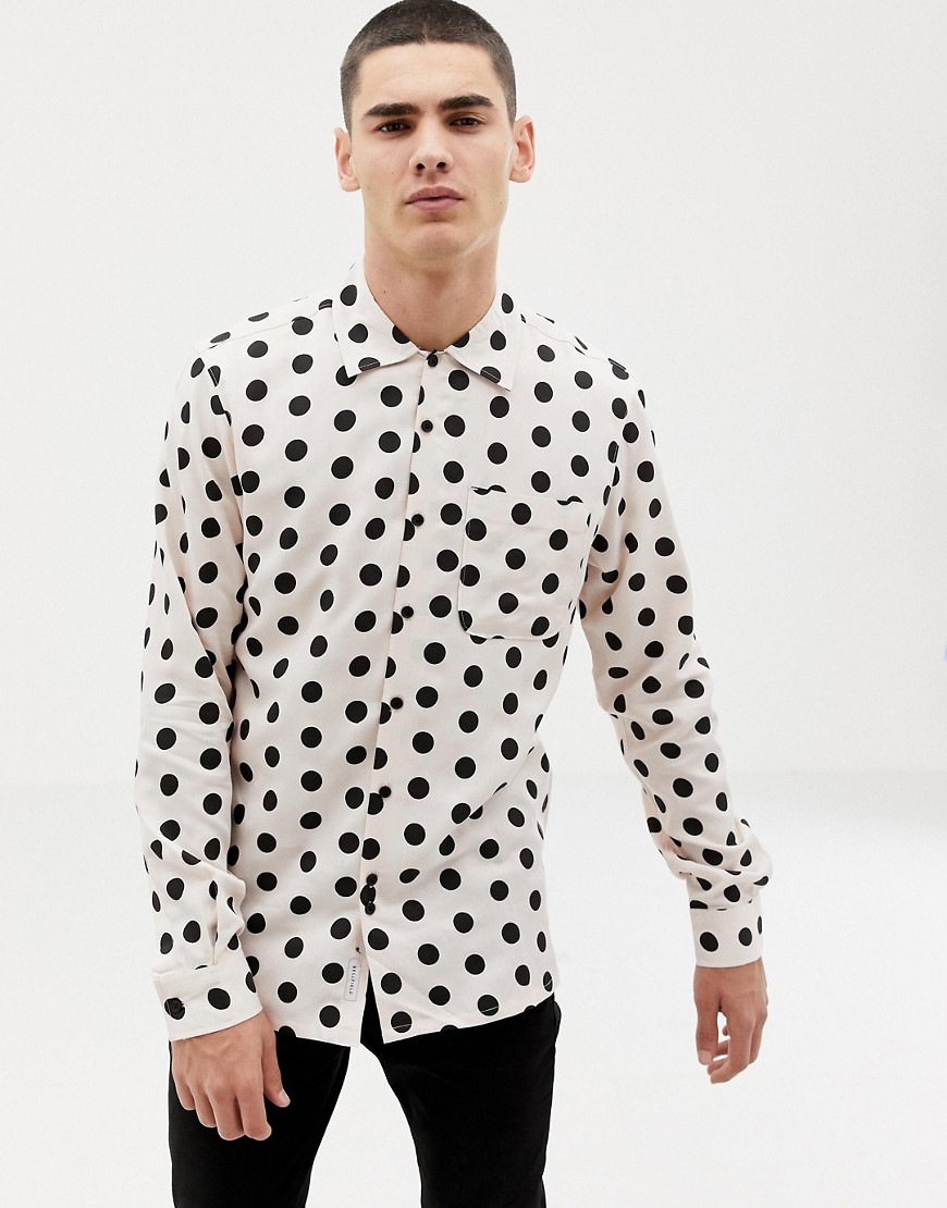 Bellfield shirt with large polka dot in pink