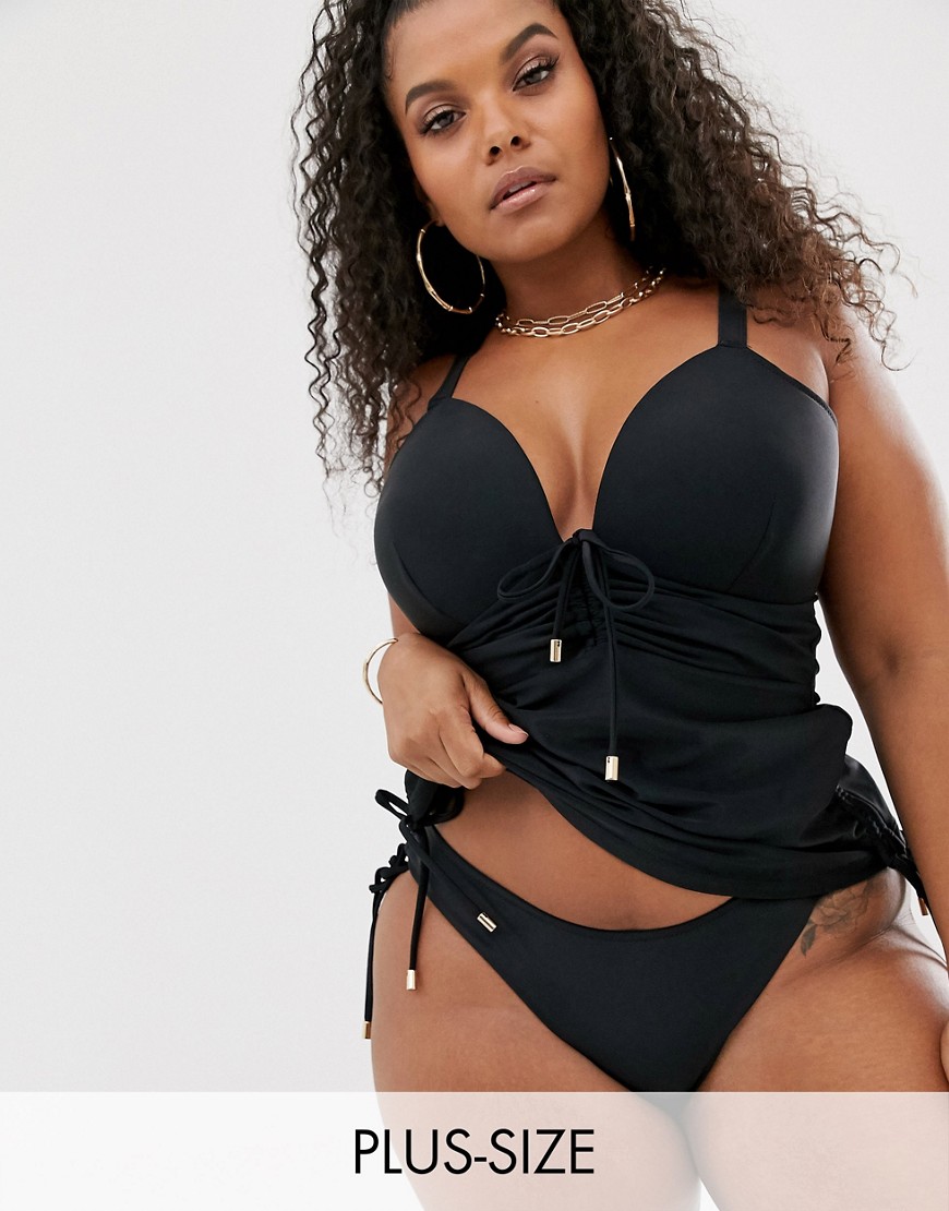 Lost Ink ruched detail plus size tankini top