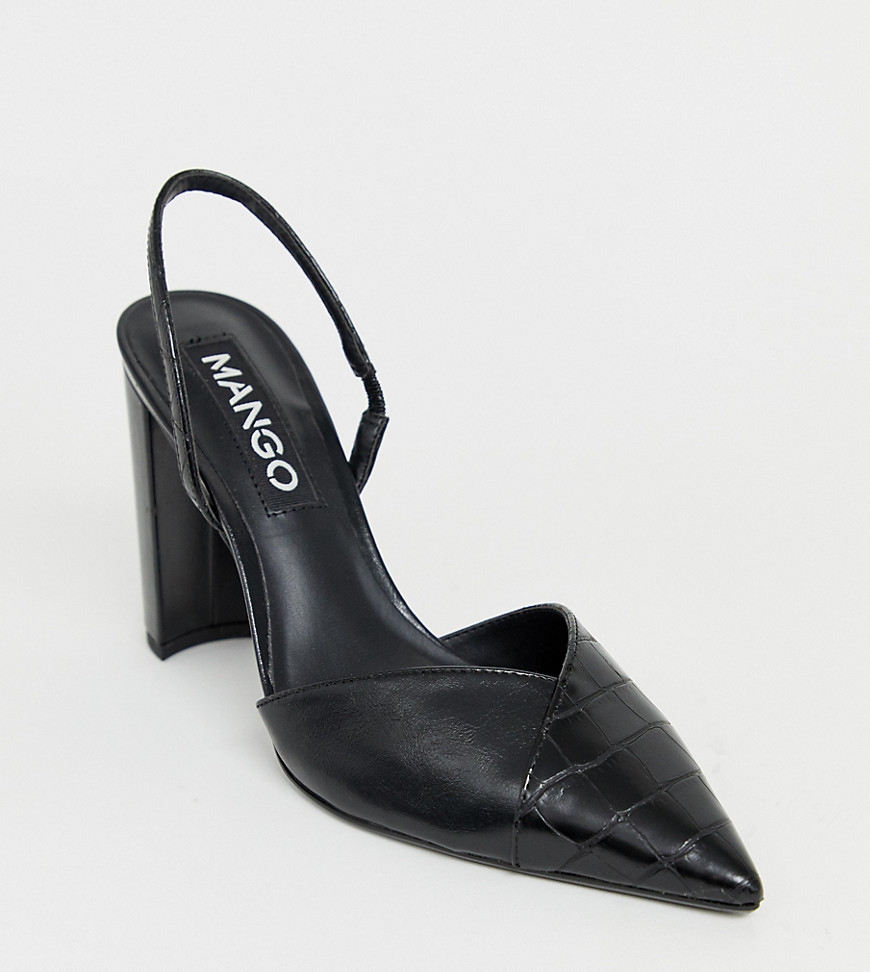 Mango pointed heeled shoe in black