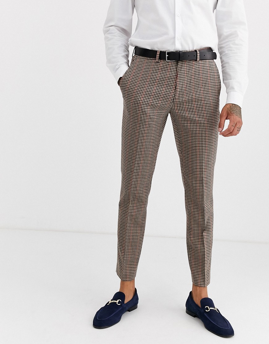 Burton Menswear skinny fit suit trousers in house check