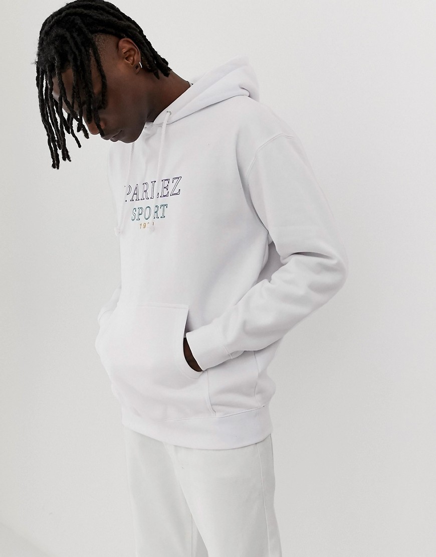Parlez Trace hoodie with embroidered chest logo in white