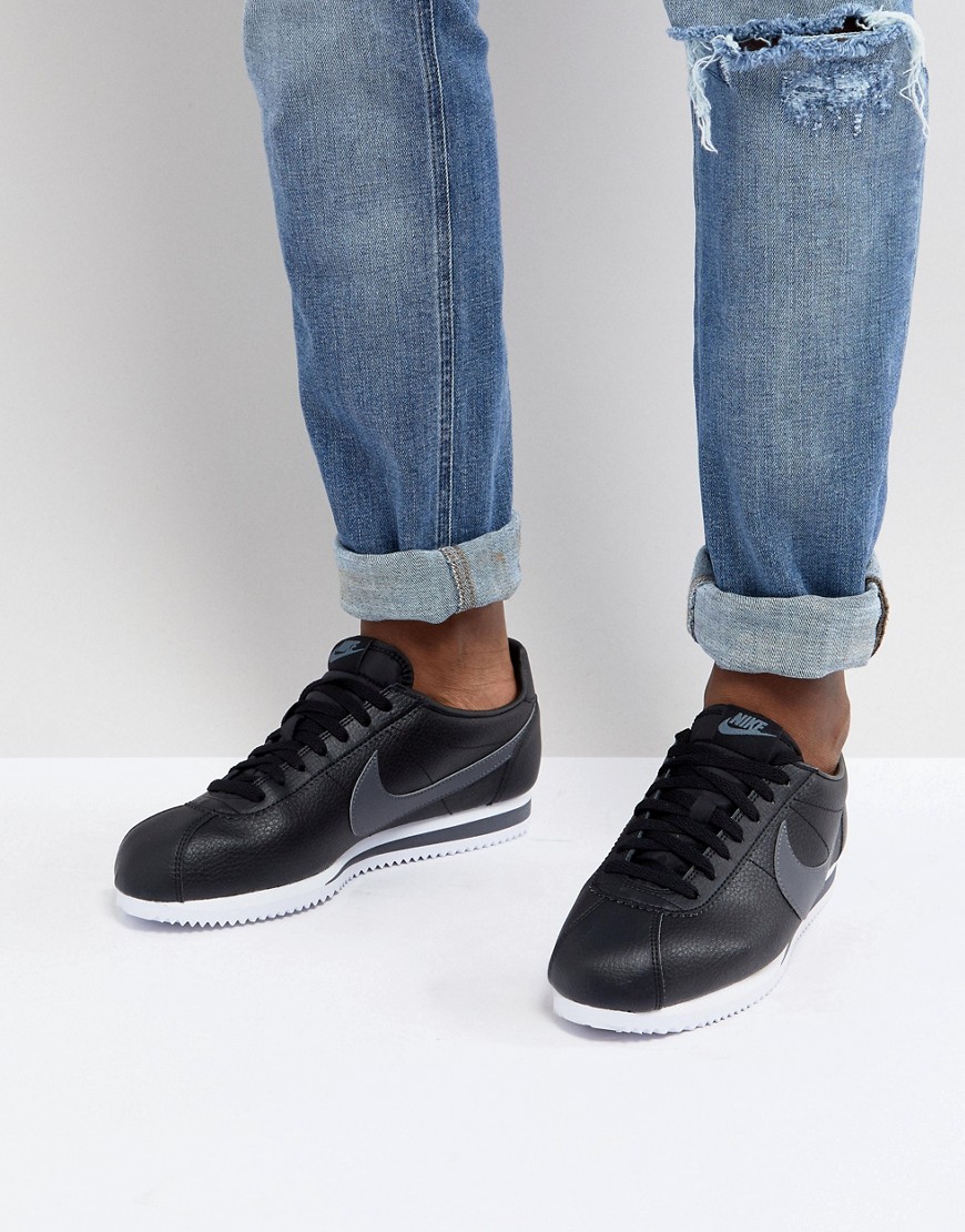 Черные кожаные кроссовки Nike Classic Cortez 749571-011 - Черный 