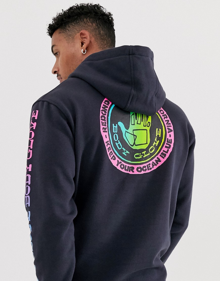 Body Glove Sharpie Fade hoodie with back print in navy