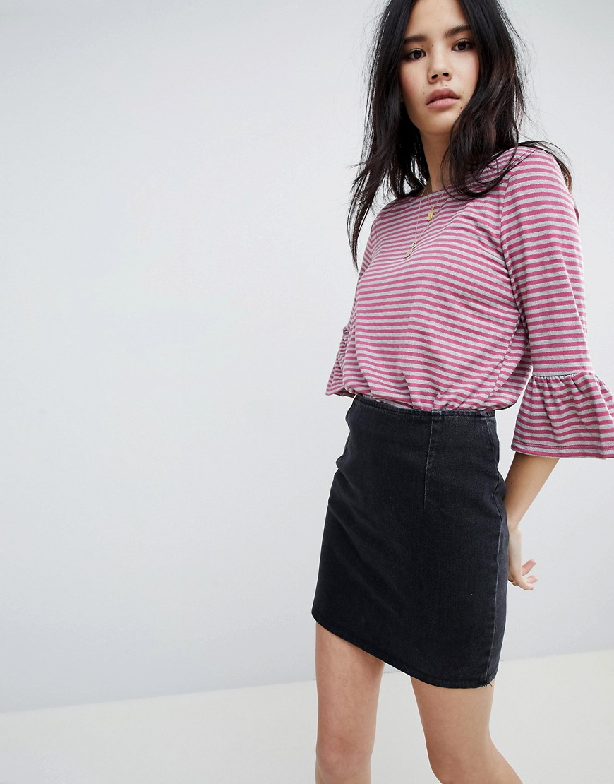 Soaked In Luxury Stripe Top With Fluted Sleeves