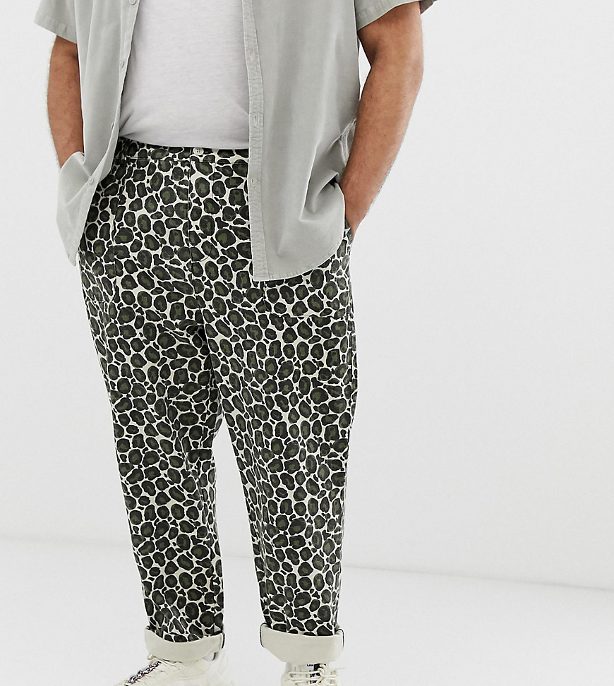 ASOS DESIGN Plus fatigue trousers in washed animal print