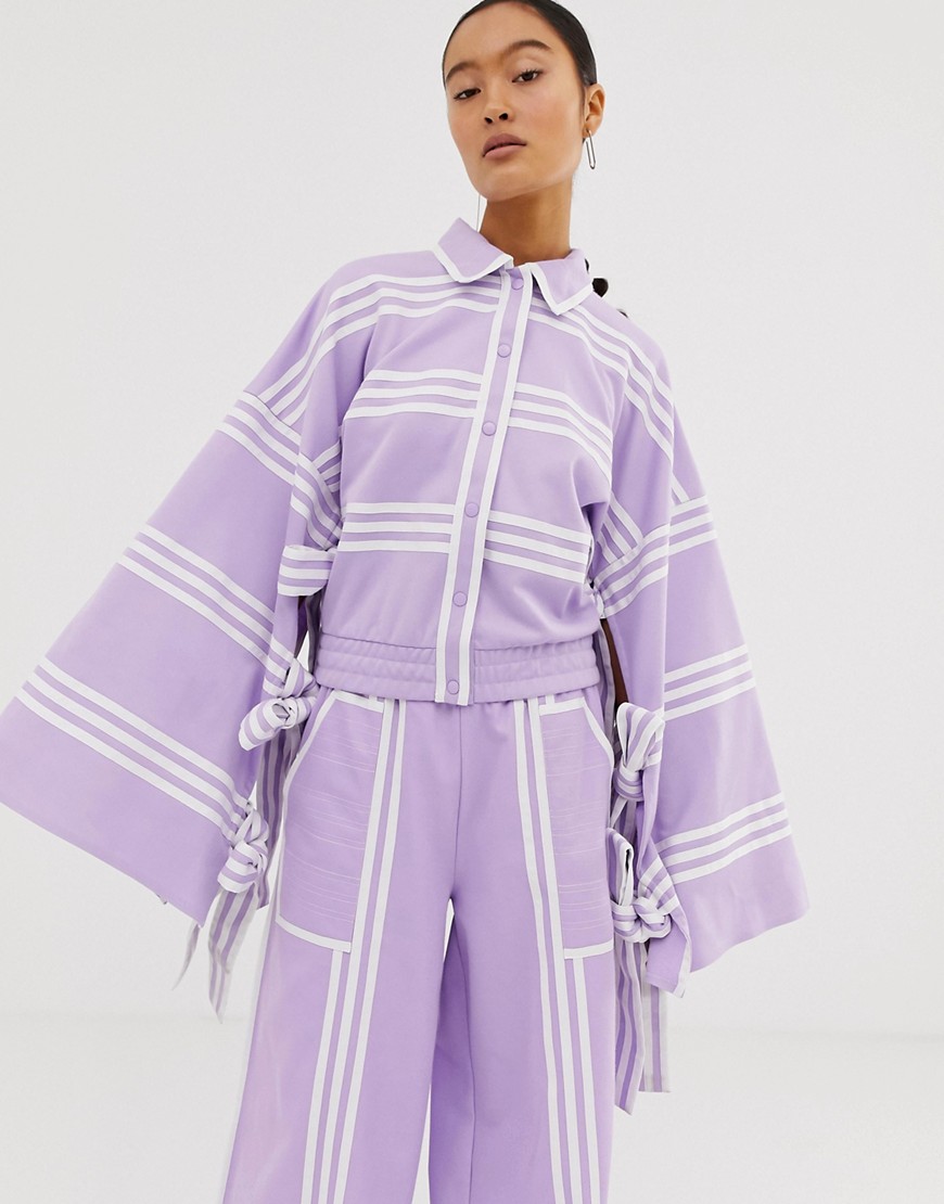 adidas Originals x Ji Won Choi mixed stripe kimono in purple glow