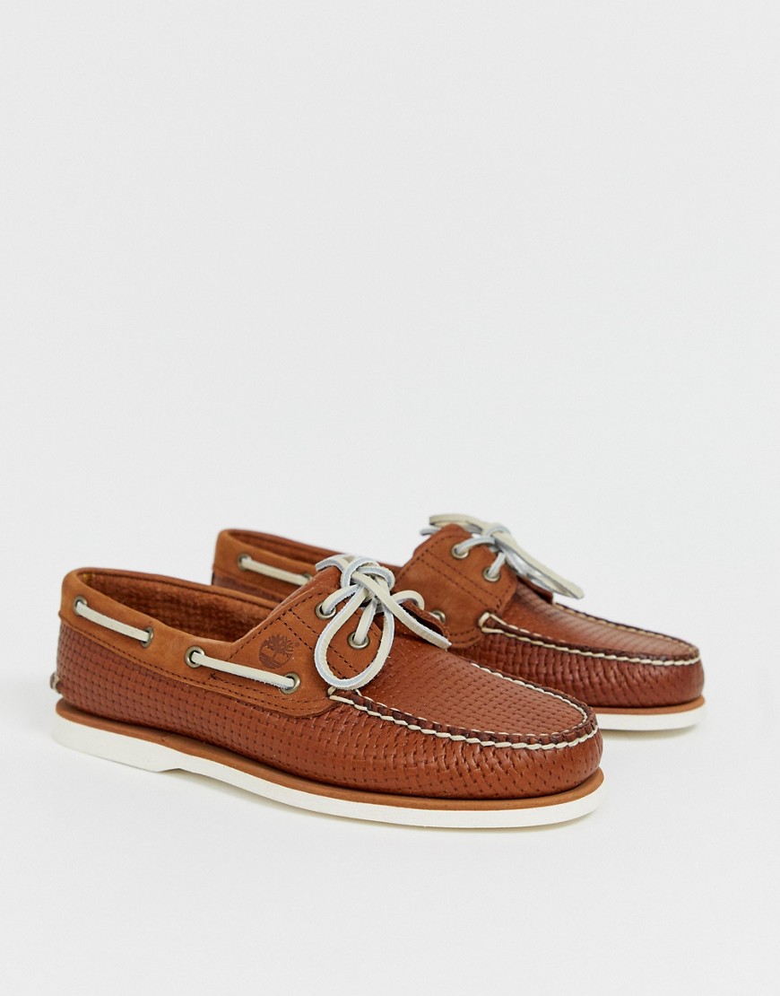 Timberland classic woven boat shoes in tan leather