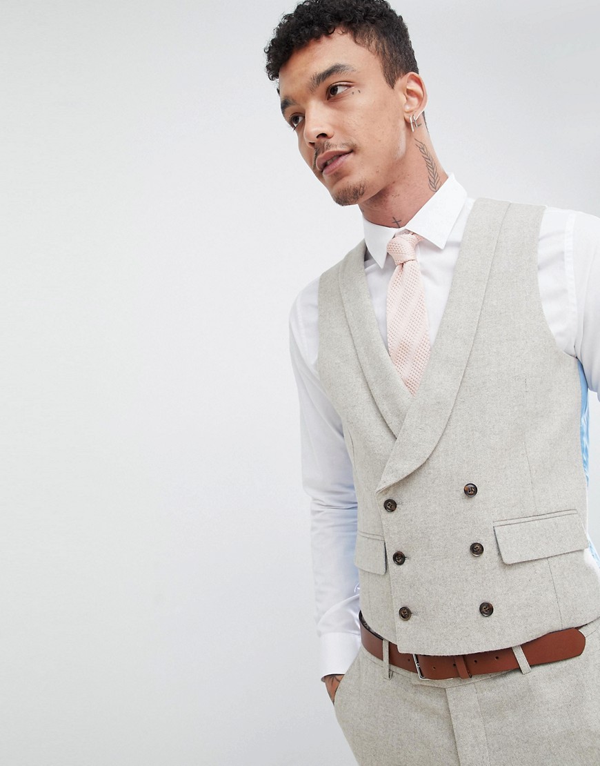 Harry Brown Wedding Donegal Skinny Fit Curved Waistcoat