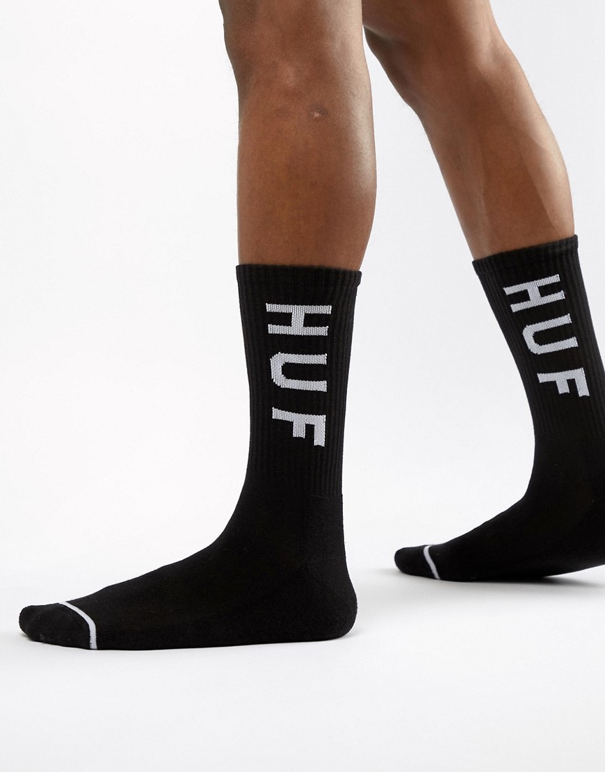 HUF logo socks in black - Black