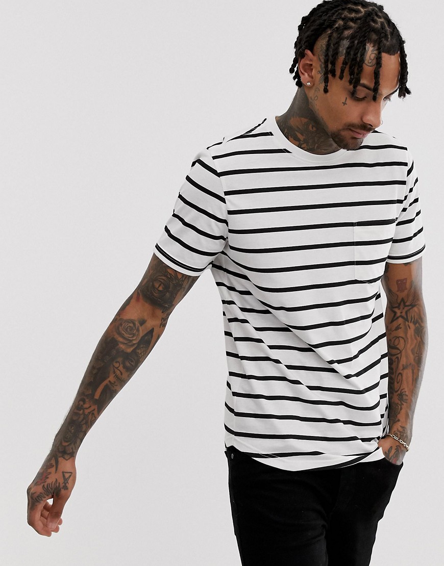 Another Influence fitted stripe curved hem t-shirt