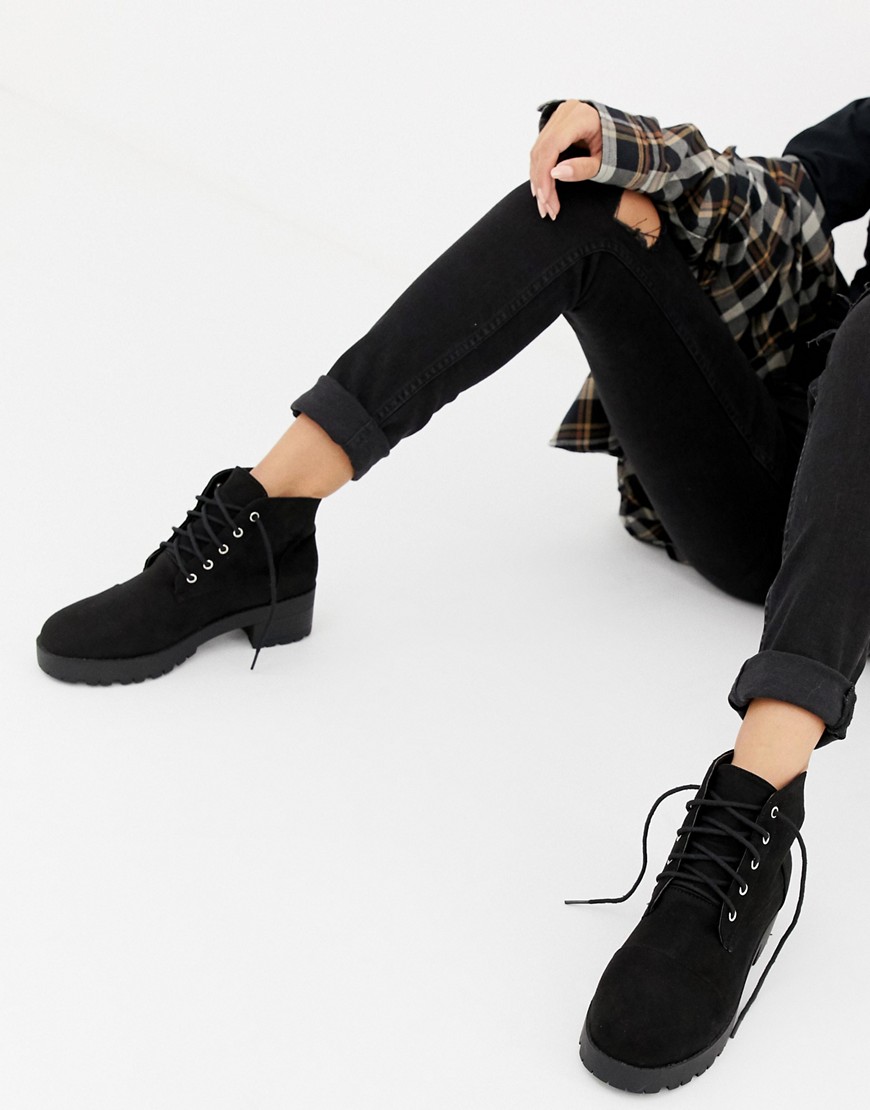 Truffle Collection Chunky Lace Up Ankle boots