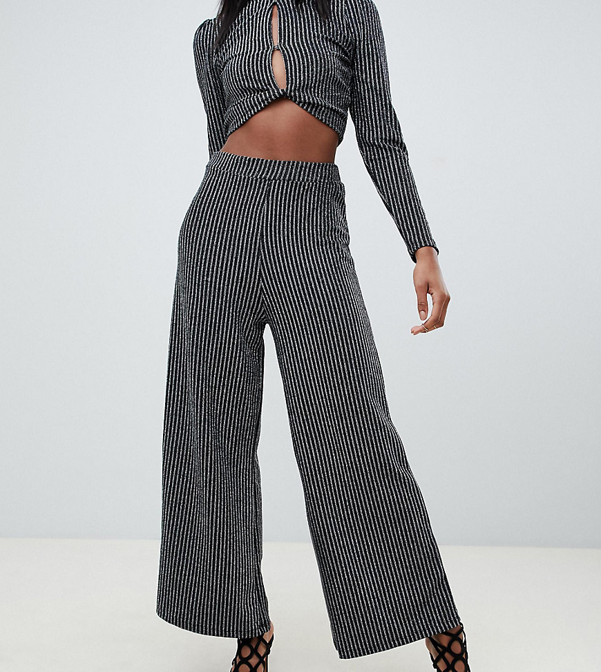 Fashion Union Tall wide leg shimmer trousers co-ord
