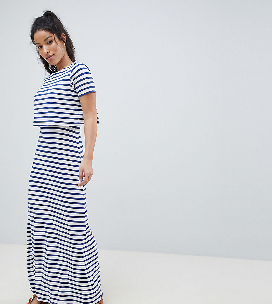 ASOS DESIGN Maternity nursing double layer maxi dress in stripe