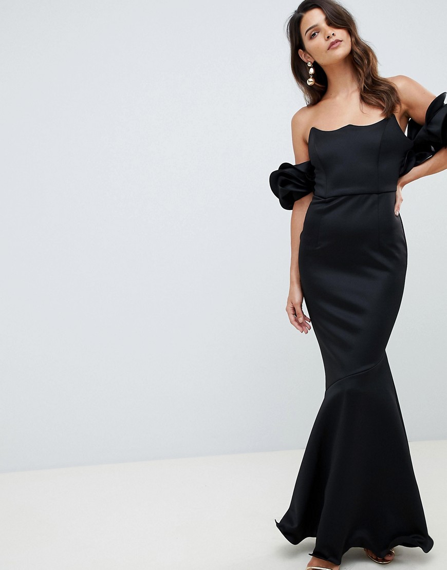 ASOS DESIGN premium wired bardot maxi dress