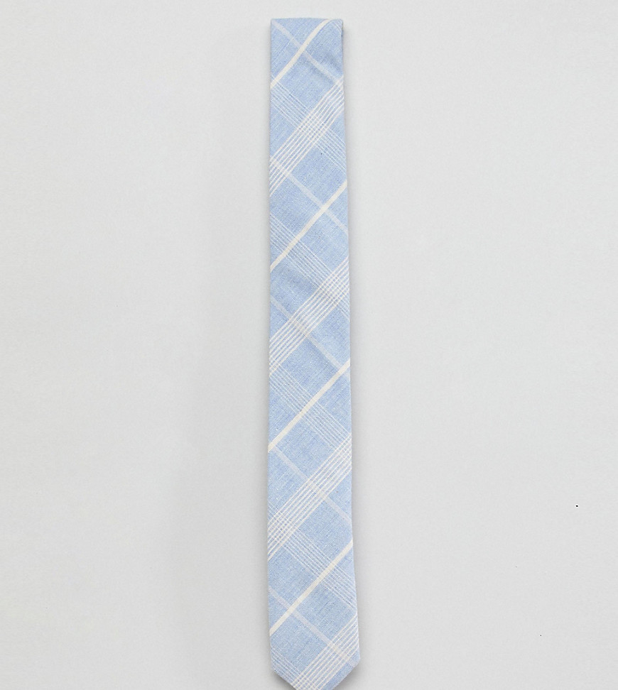 Noak blue cotton check tie