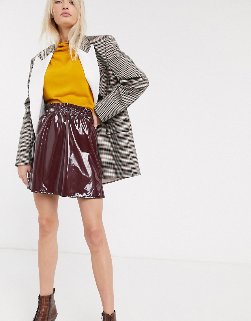 ASOS DESIGN vinyl mini skirt with paperbag waist