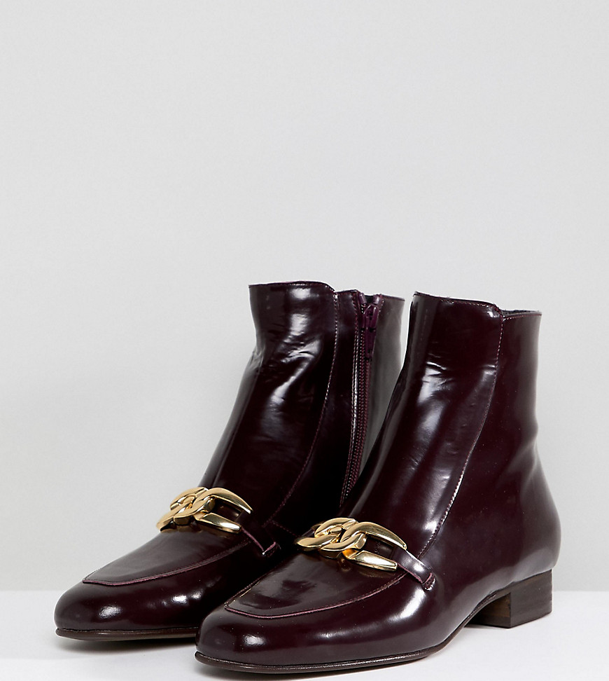 Free People Emerald City Leather Buckle Front Ankle Boots - Wine