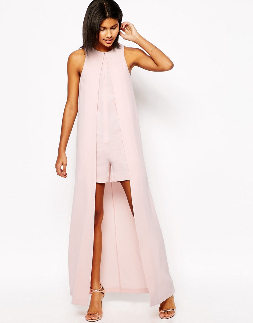 ASOS Occasion Playsuit with Maxi Cape Detail