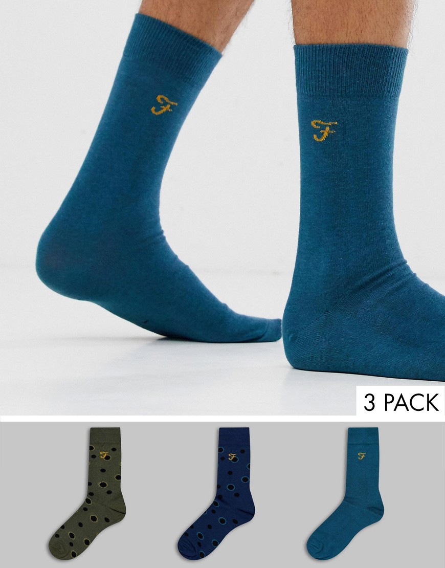 Farah Norton 3 pack spotted socks