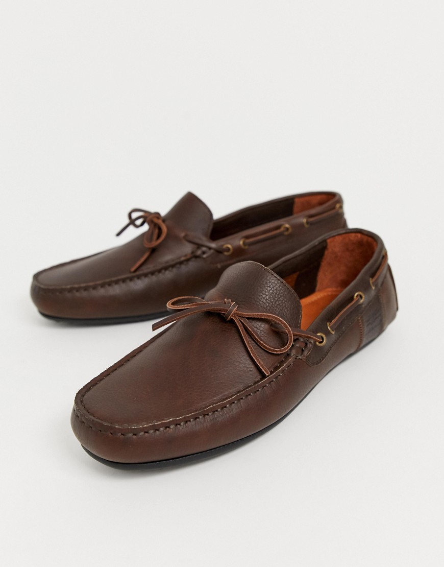 Barbour Eldon mocassin suede shoes in brown