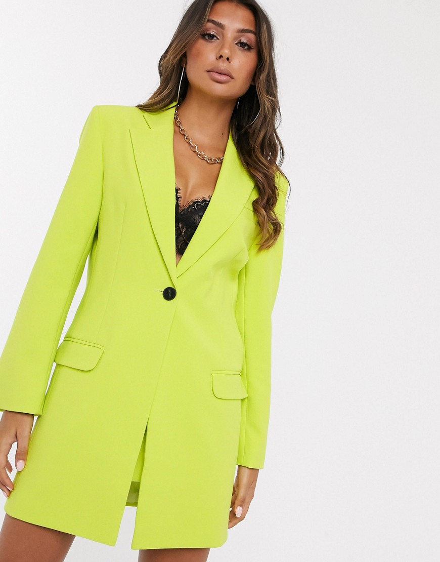 ASOS DESIGN longline suit blazer in chartreuse