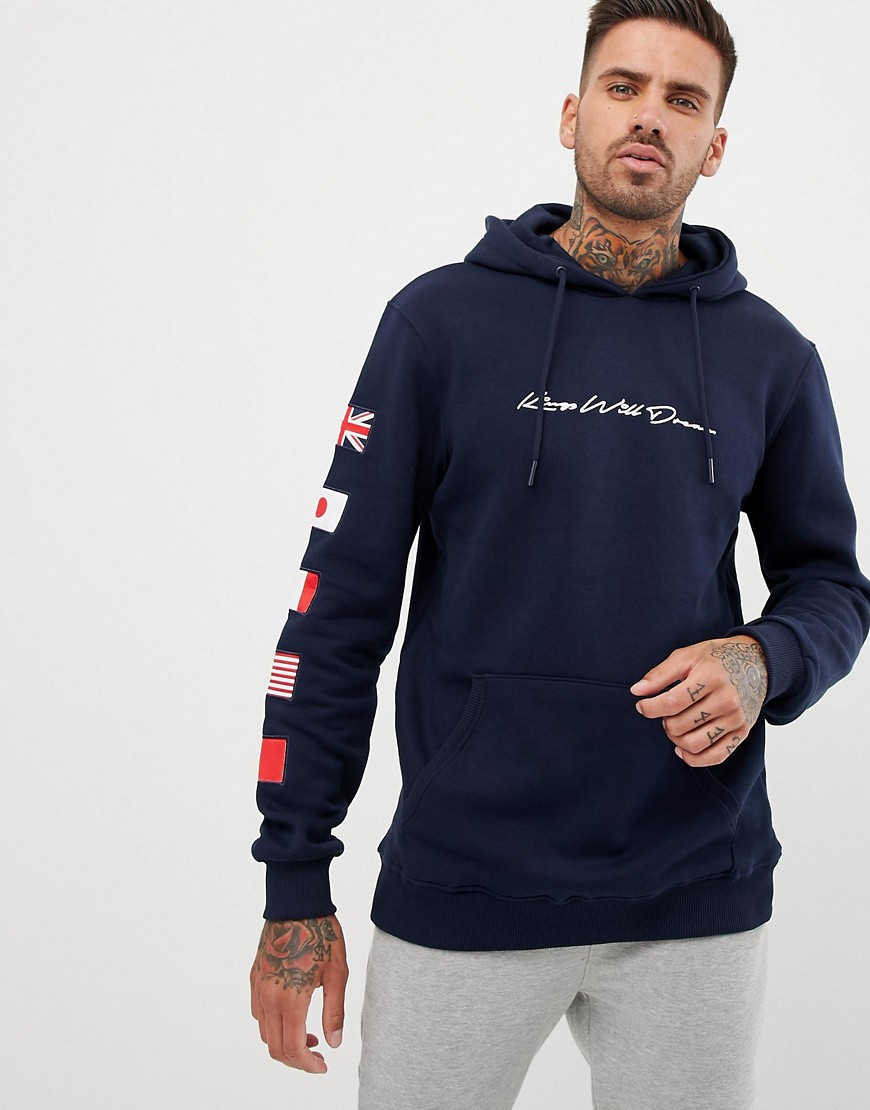 Kings Will Dream hoodie with badges in navy