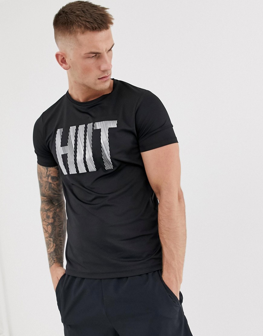 HIIT t-shirt with logo print in black